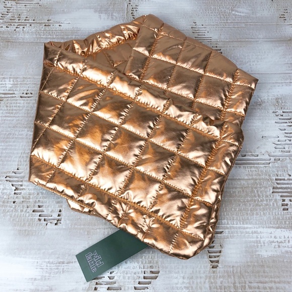 NWT Wild Fable rose gold metallic puffer scarf - Picture 2 of 4